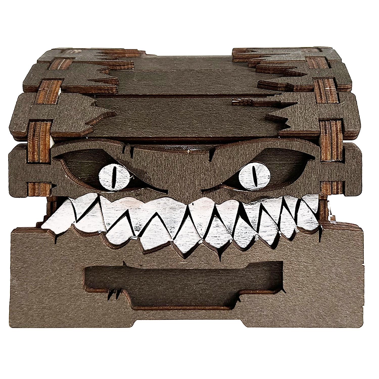 

Dungeons & Dragons Treasure Chest Monster Dice Storage Block - Wooden Craft Ornament