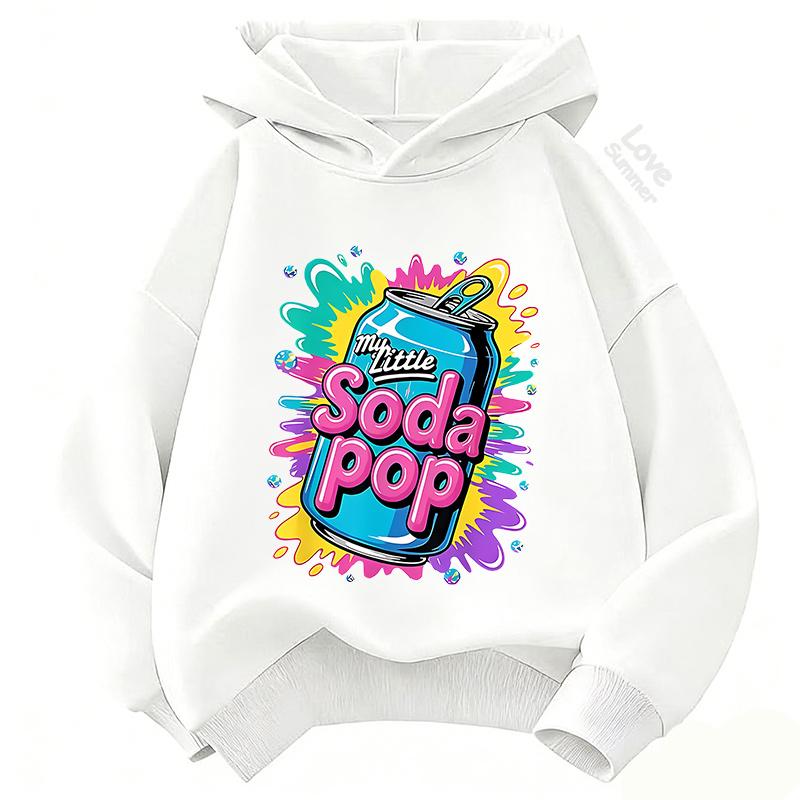 2026 4 To 14 Yrs Woman's Hoodies Spring Fashion Hoodie Print MyLittle Soda Pop Casual Long-Sleeve Thin Pullover