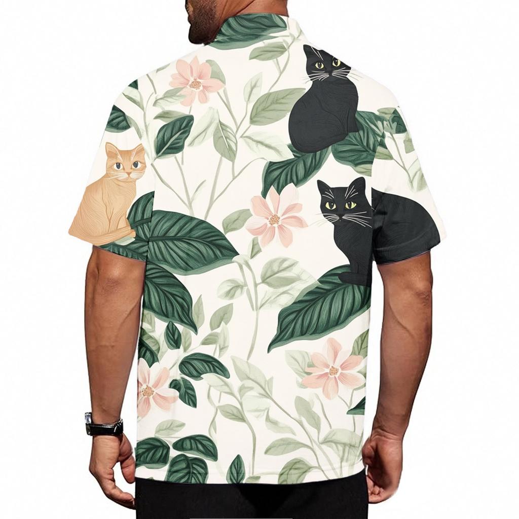 Summer New Men's Casual Stand Collar Short Sleeve Shirt Collar
