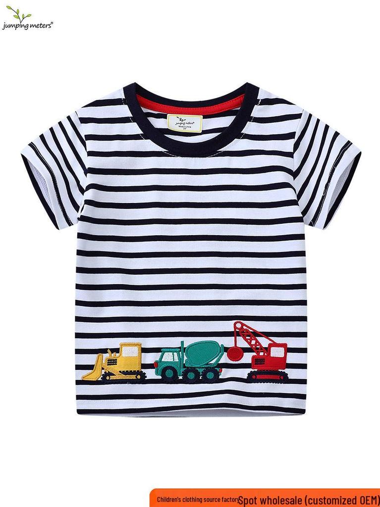 Boys' Cartoon Embroidered Pure Cotton Short-Sleeve T-Shirt - 2026 Summer Collection