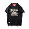 American Retro Heavyweight Pure Cotton Trendy Brand Motorcycle Print T-Shirt Men's Short-Sleeve Summer Foreign Trade Men's Vintage T-Shirt