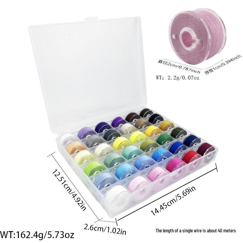 Multi-Specification Household Bobbin Set: Colored Transparent and Metal Bobbins with Thread