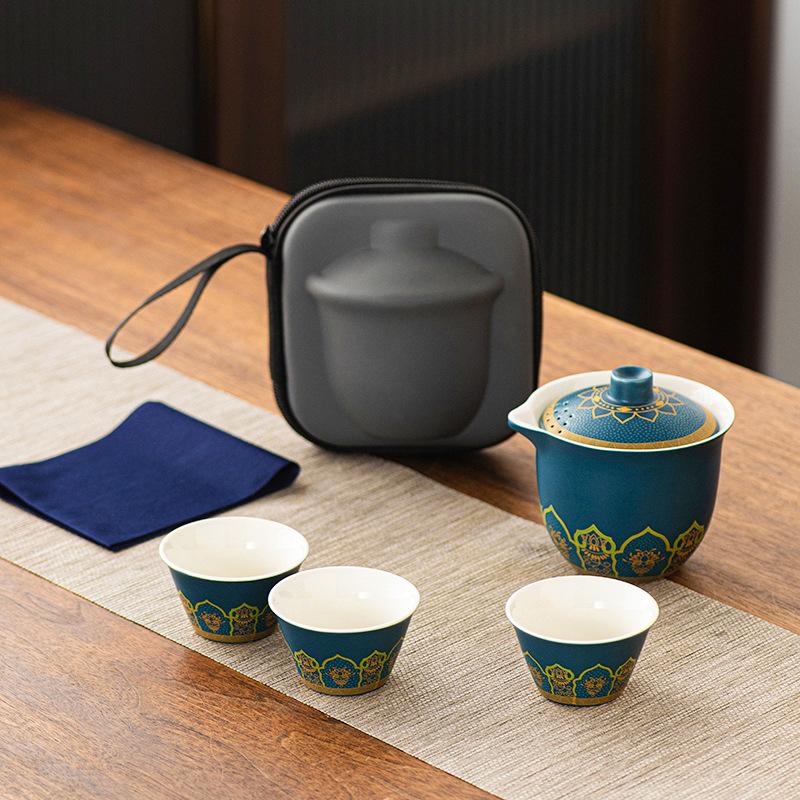 Venkovní Kung Fu čajový set Cestovní čajový set Přenosný Kuaike šálek Obchodní dárek