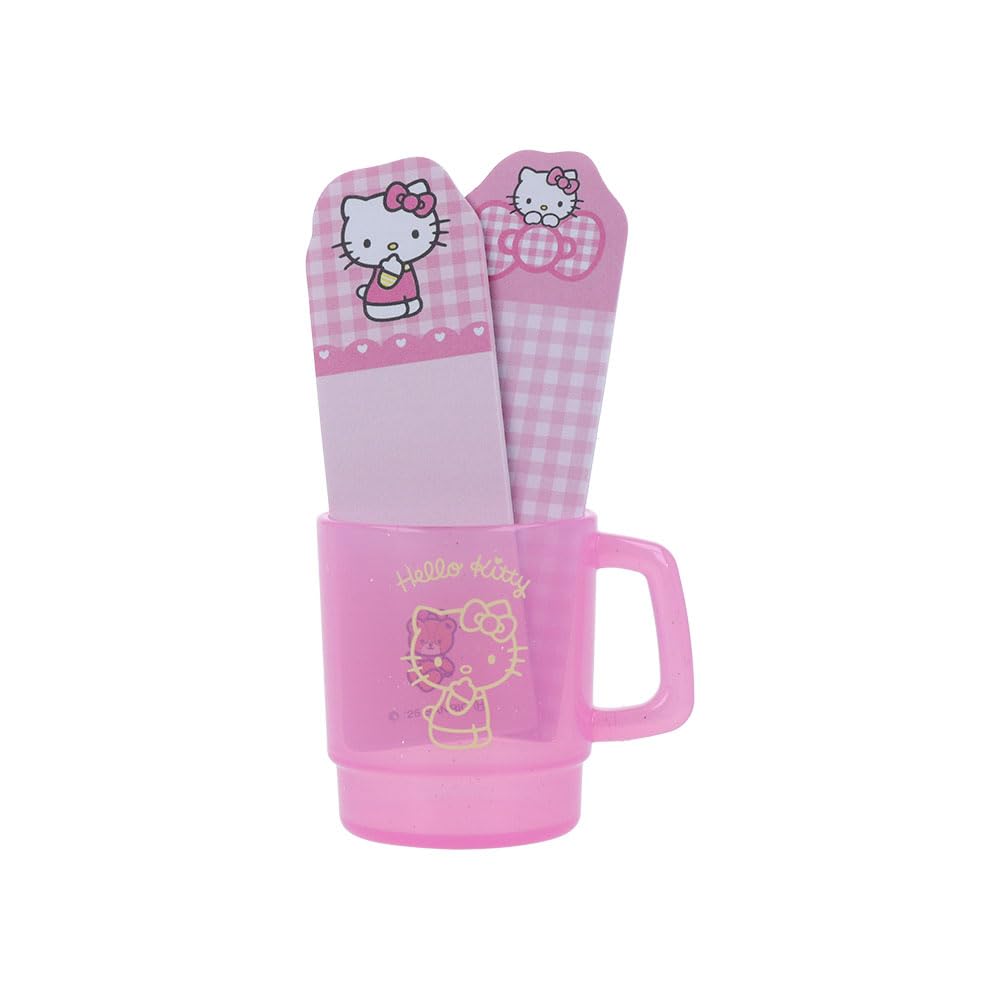 Stationery Sanrio Characters Sticky Notes with Case and Cup Hello S2849275 Sun-Star Case, Kitty, Pink,