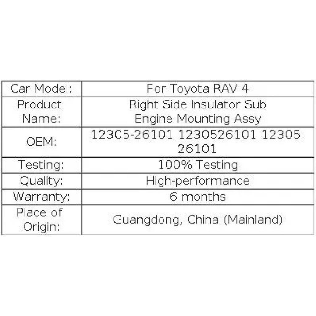 Right Engine Mounting Insulator Sub Assy For Toyota RAV 4 12305-26101 1230526101 12305 26101