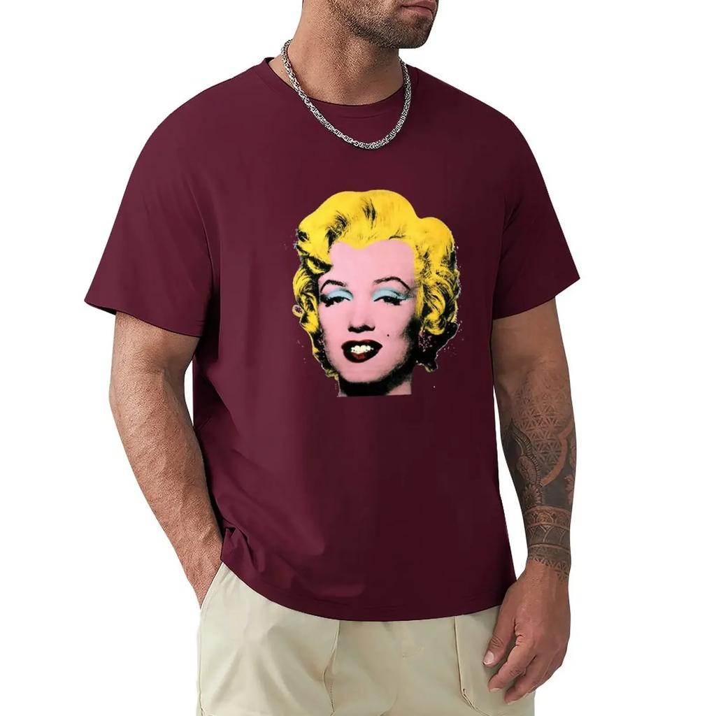 T-shirts unis de mode coréenne pour hommes Andy Marilyn Warhol Monroe Autocollant T-shirt Vêtements pour hommes Harajuku Graphique Surdimensionné coton