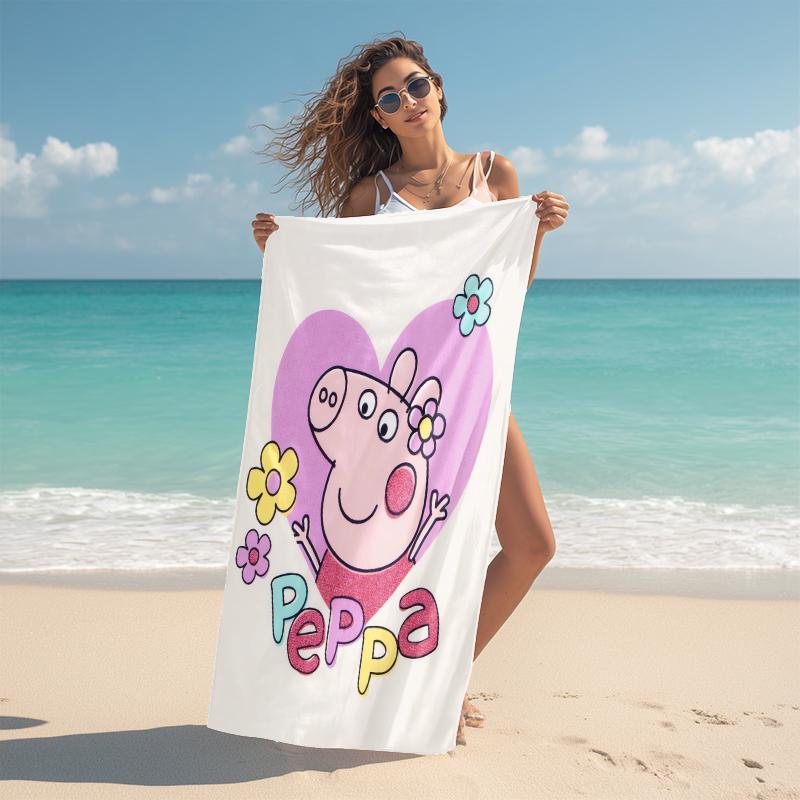 1Pc Peppa Pig Family Day Beach Towel Microfiber Beach Towel Thin Absorbent For Beach Swimming Yoga Bath Sports 0917108