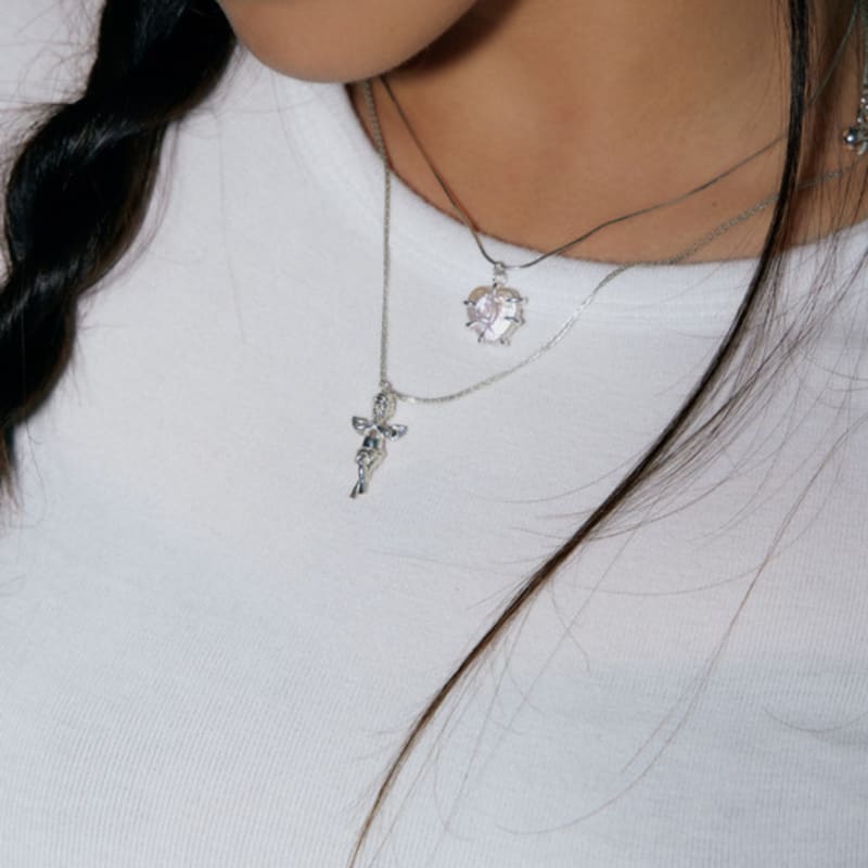 

fillow clasp heart necklace SILVER