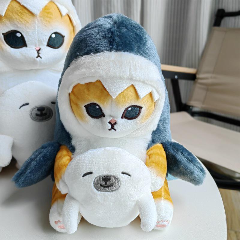 Shark Cat Fried Shrimp Plush Keychain