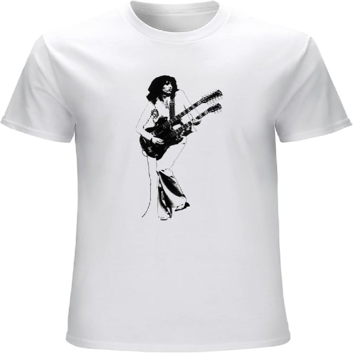 

AOXINDA Jimmy Page Urban Image T-Shirt Outrider Playing Up A Storm Guitor Boogi T-Shirt White XXXXXL білий