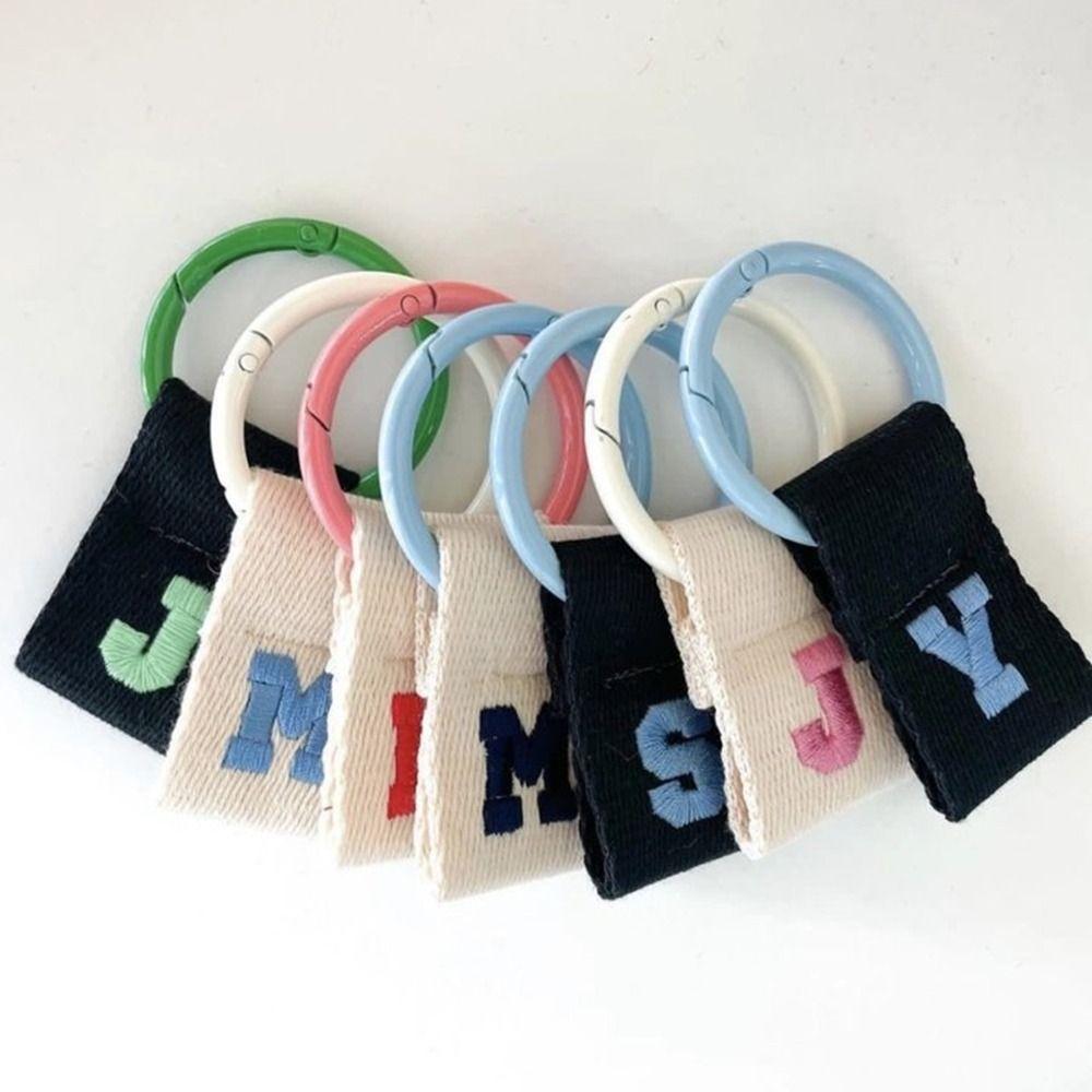 Embroidery 26 Letter Key Chain Key Ring Business Key Holder Creative Alphabet Car Key Buckle  Man