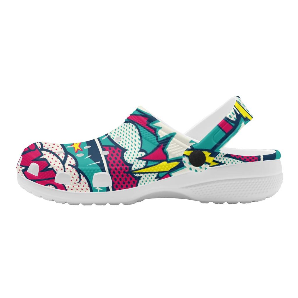 Unisex Printed EVA Clogs Breathable Lightweight Garden Shoes Slip On Beach Bathroom Pool Home Summer Wear Indoor Outdoor Use