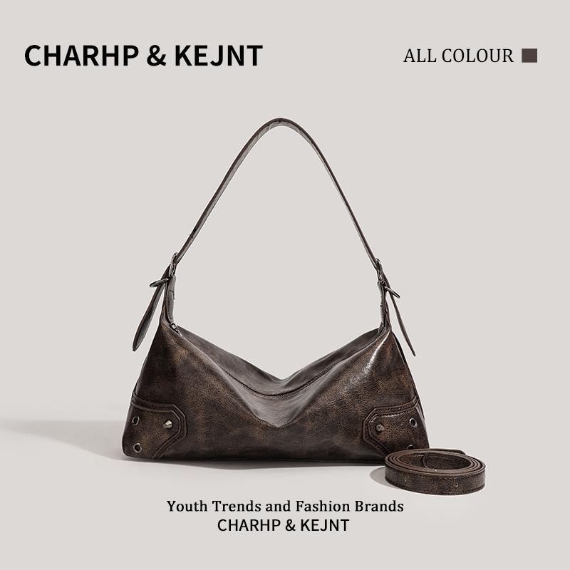 

CHARHP & KEJNT official genuine niche Maillard underarm baguette bag versatile shoulder messenger bag women темно-коричневого