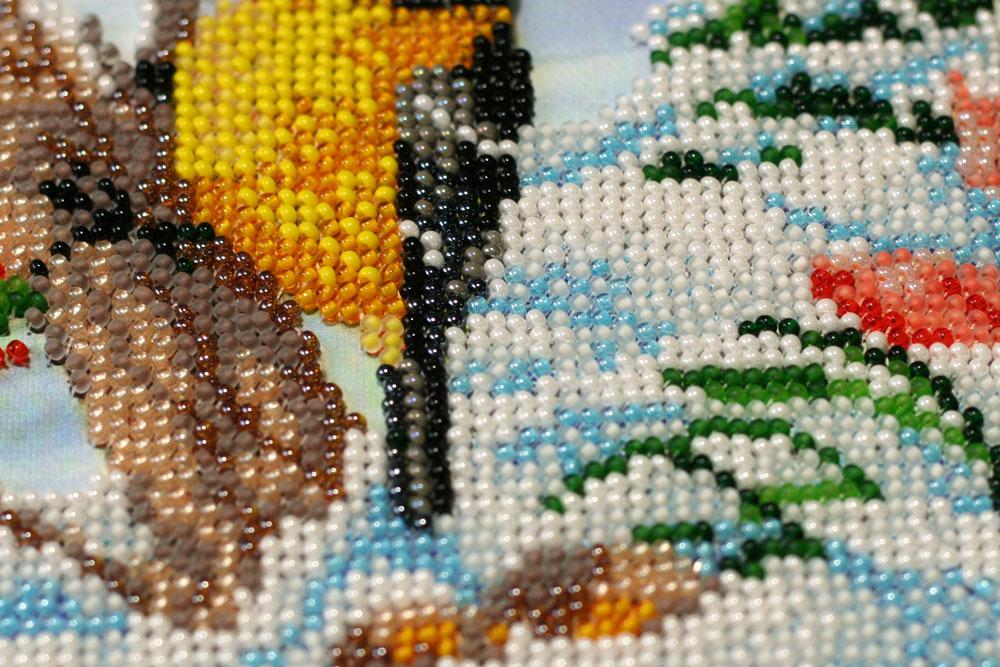 Set midi pentru broderie cu margele pe panza artistica naturala Abris Art Birds