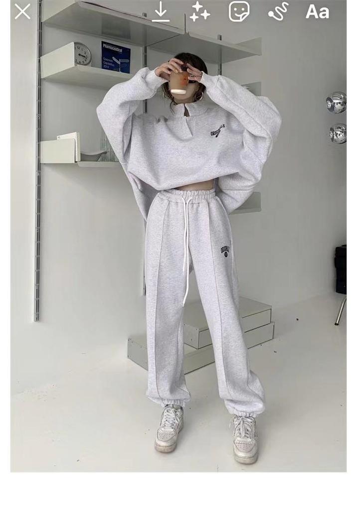 Conjunto de Sudadera Holgada y Pantalones de Chándal para Mujer Estilo Callejero Otoño/Invierno 2025