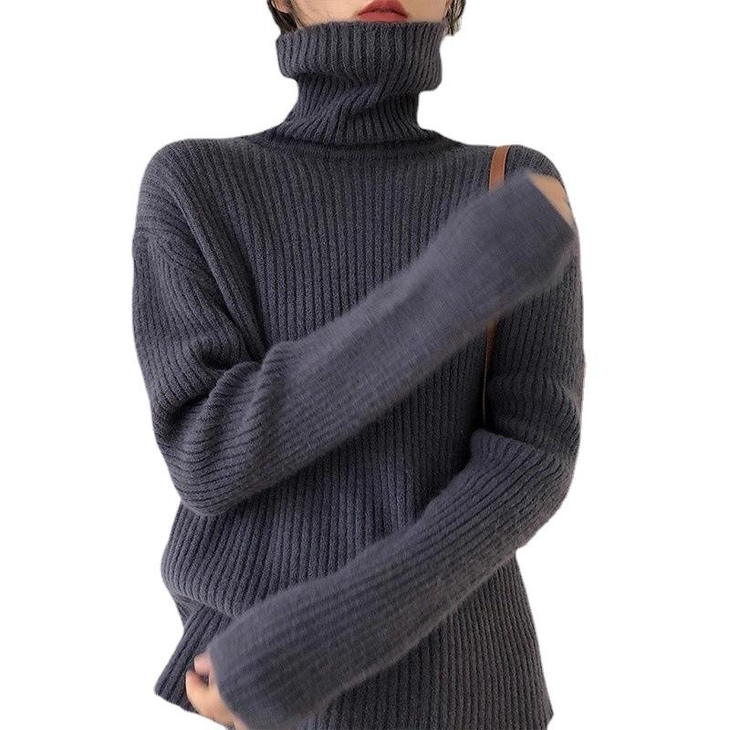 Volný Líný Vítr Jednoduchý Svetr Dámský Podzimní a Zimní Retro Pletenina