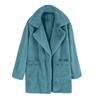 Womens Faux Fur Coat Plush Lapel Slim Fit Mid-Length Jacket Office Commute