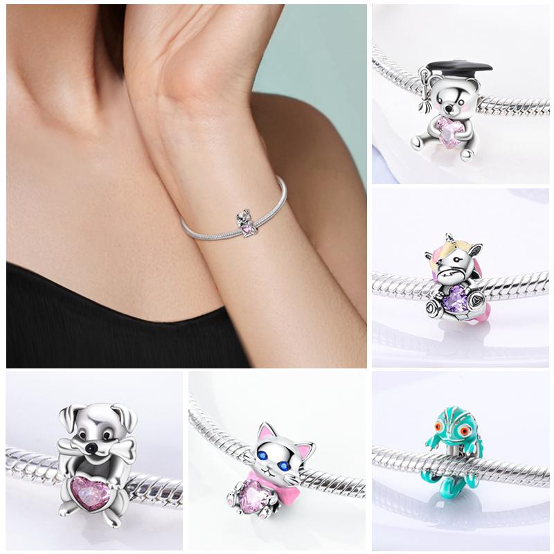 Charms Copper Beads For Women Fit Original Bracelet Animals Diy Pendants Jewelry