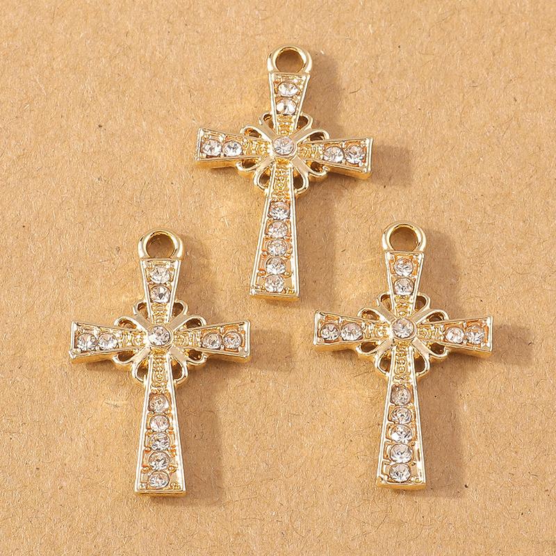 10pcs 24*11mm Crystal Rhinestone Cross Charms Pendants for Necklace Earrings DIY Handmade Jewelry Making Accessories