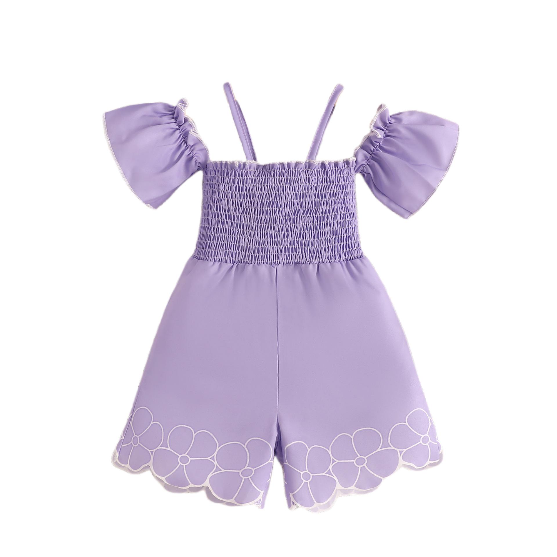 

Модное цельное платье для девочек, Милое фиолетовое цельное платье для детей Лето 3-4Y лавандовый