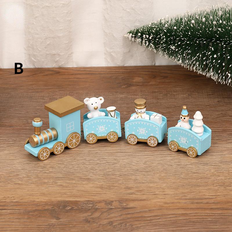 Wooden Train Decoration Home Santa Claus Christmas New Year Christmas Children Gifts Toys
