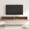 Set Of 2 CD Media Display Shelf Unit Tower Rack With Adjustable Shelves Natural