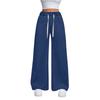 Women's High Waist Drawstring Large Straight Leg Loose Casual Trousers Jeans