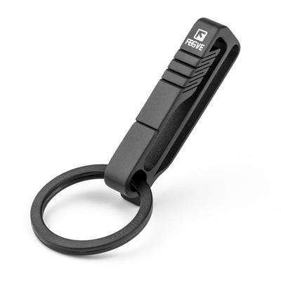 Stylish Titanium Belt Key Holder with Carabiner and Titanium Key Clip [FEGVE] (BK1S/Black)