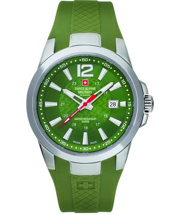 

Swiss Alpine Military Combat Air Каучуковый ремешок Зеленый циферблат Кварцевые 7058.1838 100М Мужские часы зелёный