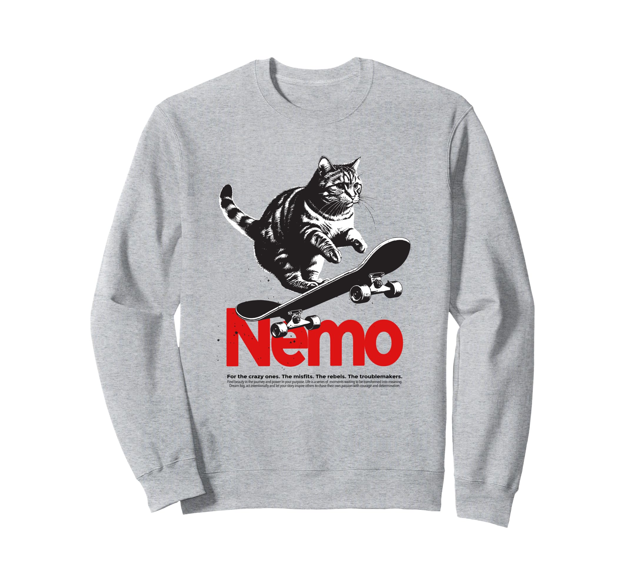

NEMO - Cute Boy Name with cool Cat & Skateboard Sweatshirt