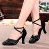 Silk Satin Latin Dance Shoes Tango Salsa Ballroom Dancing Shoes for Women Indoor Professional High Heels Dance Sneakers 5.5/7cm