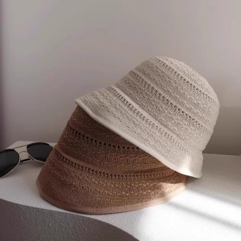 Breathable fisherman's hat children's retro handwoven knitted hat spring and summer light outdoor sunscreen sunshade basin hat
