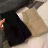 Women's Soft Winter Warmth Luxury Plush Knitted Fingerless Gloves Solid Color Imitation Mink Fleece Half Finger Gloves
