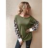 Women S Casual Leopard Patchwork Knit Pullover Sweater