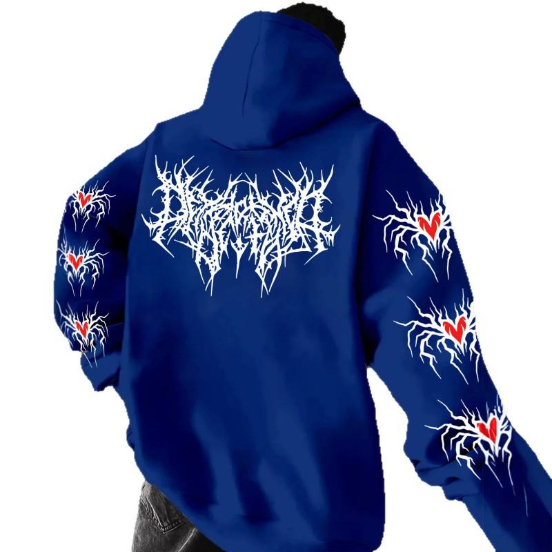 Unisex Y2K Gothic Punk Graphic Hoodie Oversized Long Sleeve Streetwear Sweatshirt