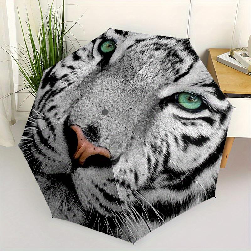 "White Tiger Face: A Majestic Wildlife Artwork for Your Space"Umbrella, Portable 3-Fold Compact Umbrella for Men & Women ES16