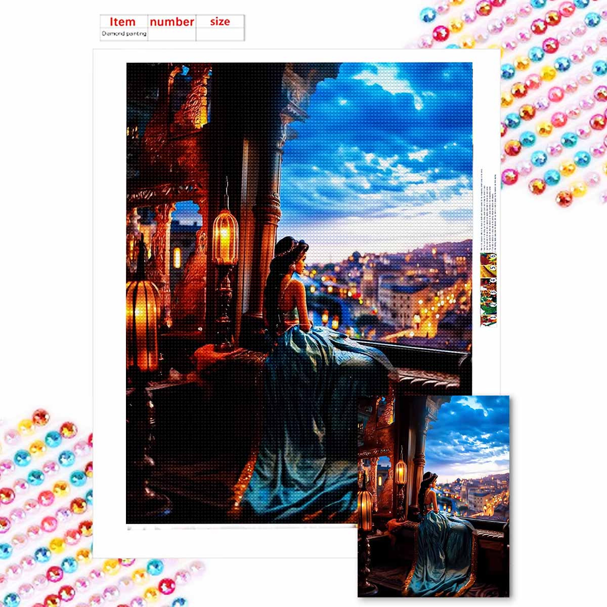 

Full Round Diamond Painting The Lonely Princess In The House Art Rhinestone Picture Mosaic DIY 5D Cross Stitch Embroidery Home Decoration Round 20x30cm