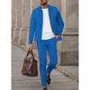 Mens 2-Piece Casual Set Waffle Knit Zip-Up Collar Jacket 2026