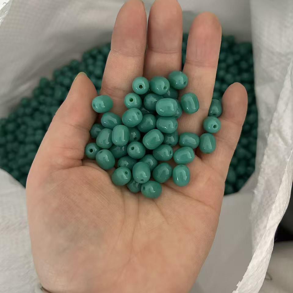 10x8mm Cylindrical Glass Porcelain Imitation Jade Barrel Beads, Multi-color Jujube-shaped Loose Beads for DIY Jewelry