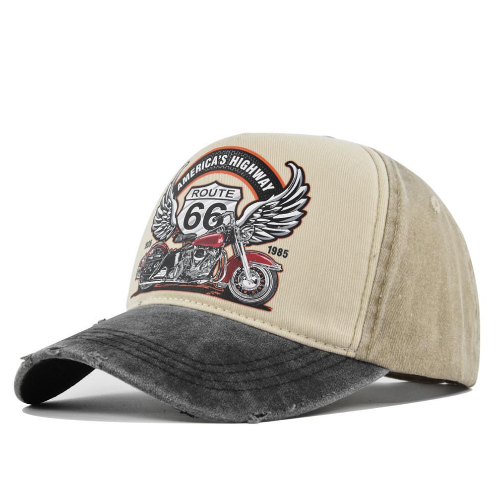 Berretto da Baseball Vintage Route66 Cappello con Stampa Retrò a Becco d'Anatra Cappello da Motociclista Camionista Cappello da Sole da Uomo