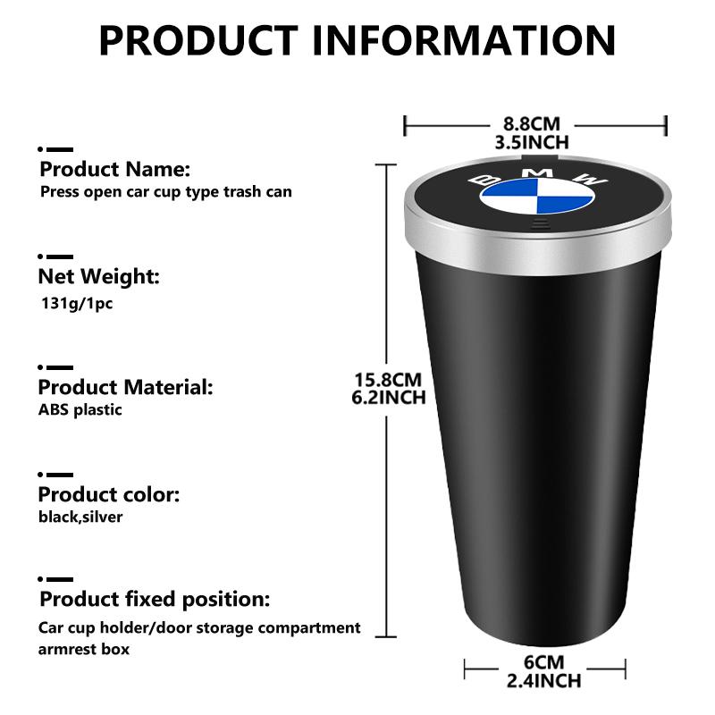 Universal Car Garbage Bin Cup Holder Rubbish Storage Trash Can For BMW M Performance E36 E46 E60 E90 E91 E92 E93 F30 F20