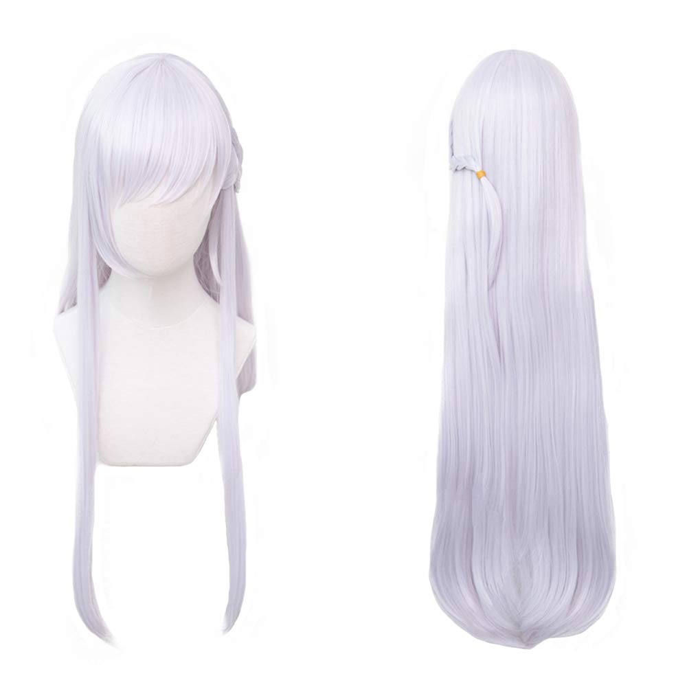 

Heat-resistant cosplay wig, pale mauve, long straight, perfect for parties and costumes + 2 bonus items