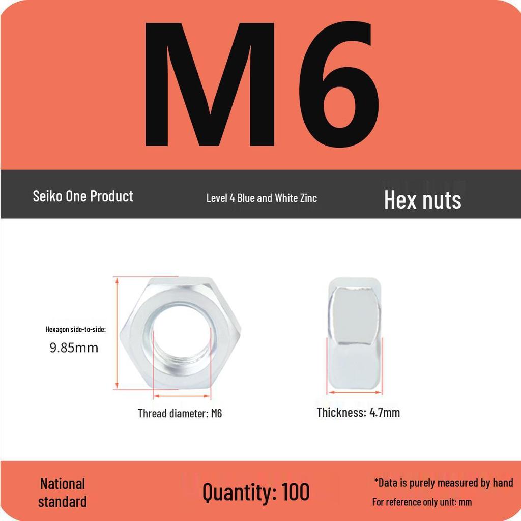 Black Galvanized Nickel-Plated Iron Hex Nut Screw Cap, GB Grades 4.8/8.8/12.9, Sizes M4/M5/M6/M8