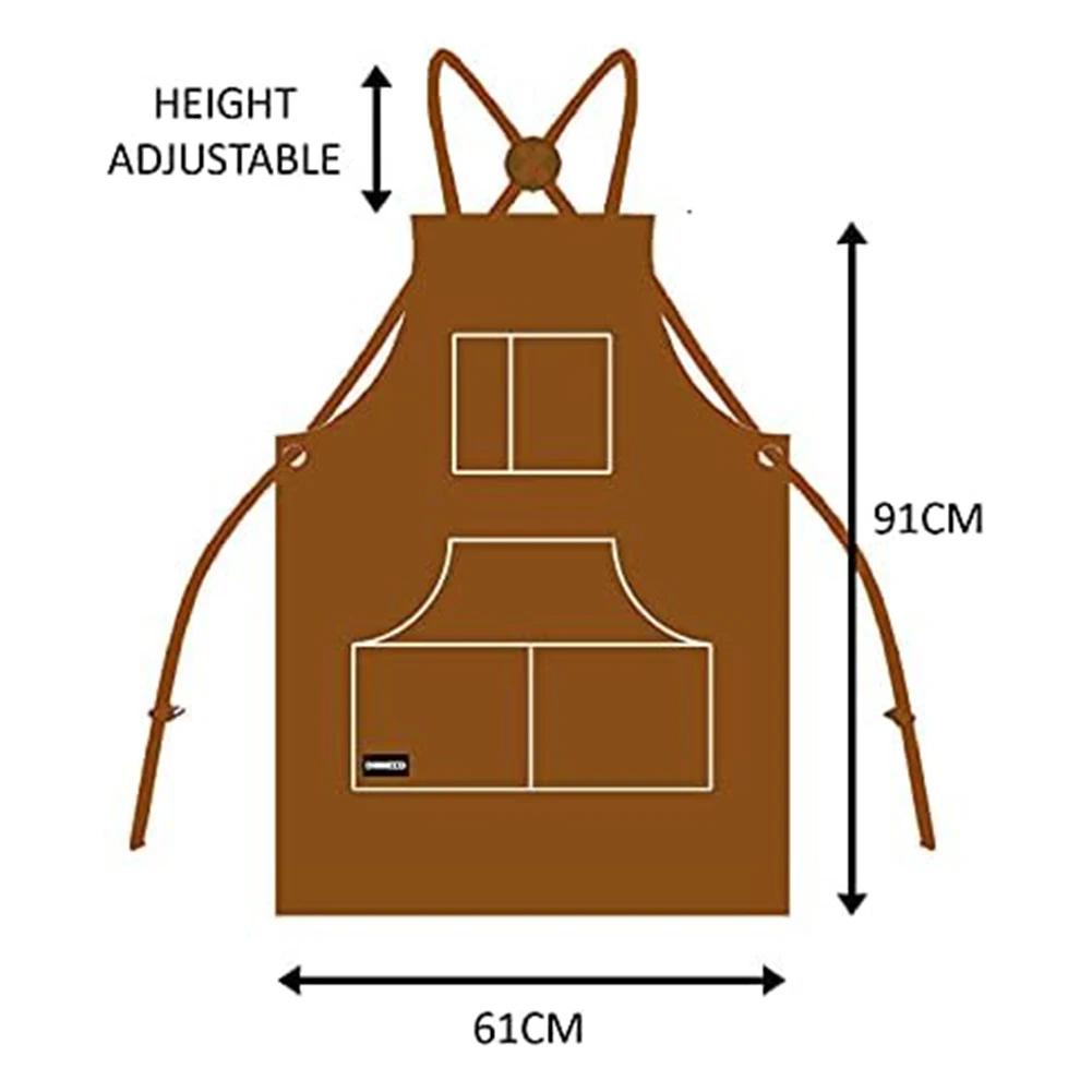 

Leather Welding Apron With 6 Tool Pockets For Men Heavy Duty Apron Heat And Flame Cross-Back Straps Housework Workshop