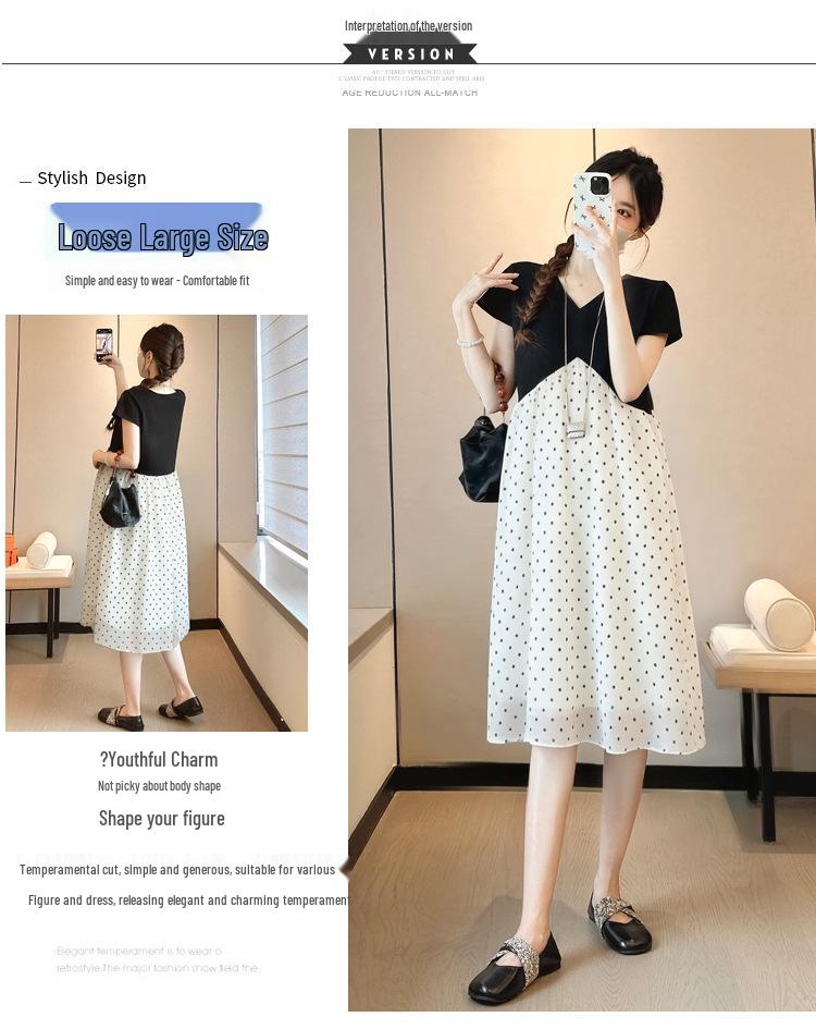 2026 Summer Maternity Slimming Two-Piece Patchwork Plus Size Colorfast Dress
