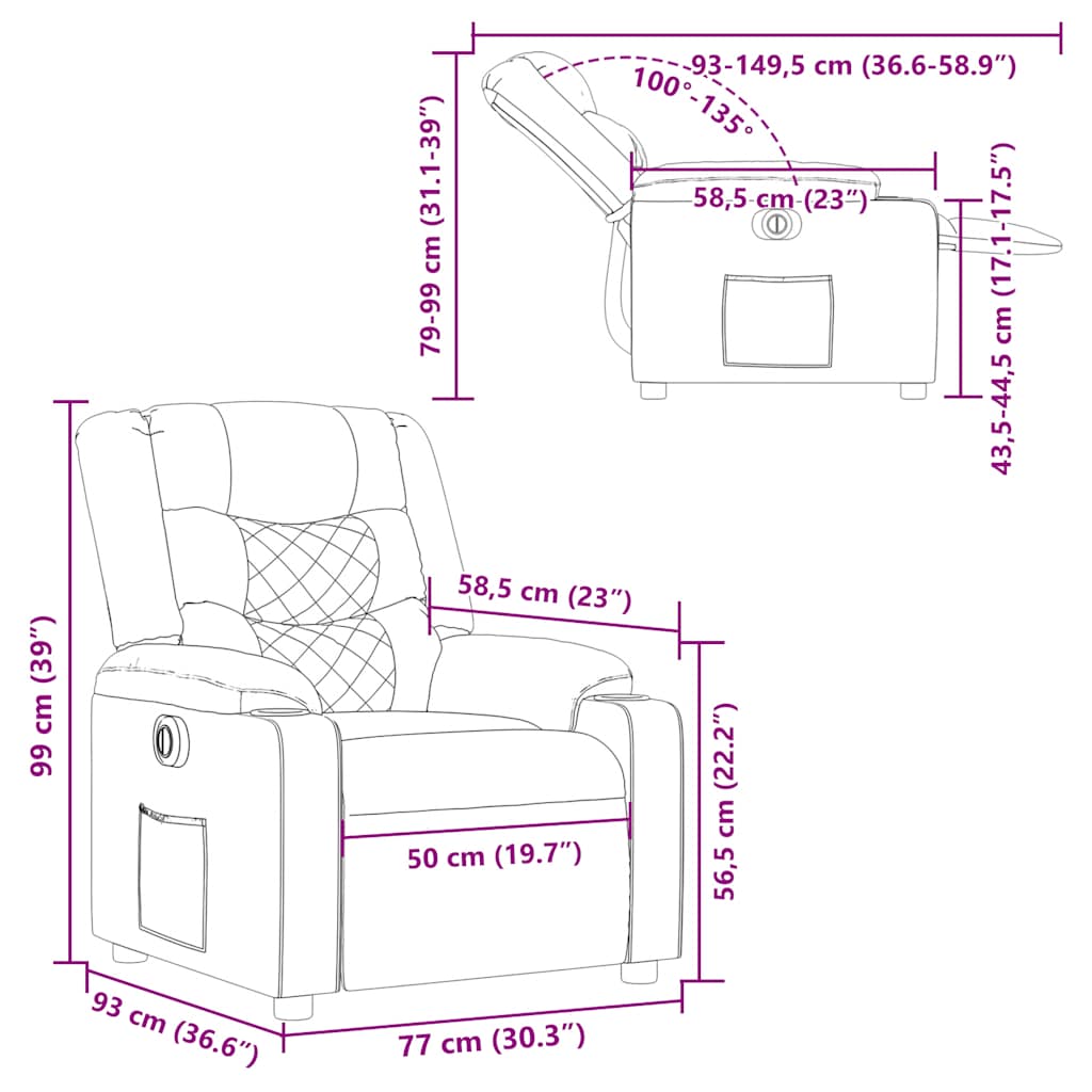 Electric Recliner Chair Dark Green Fabric