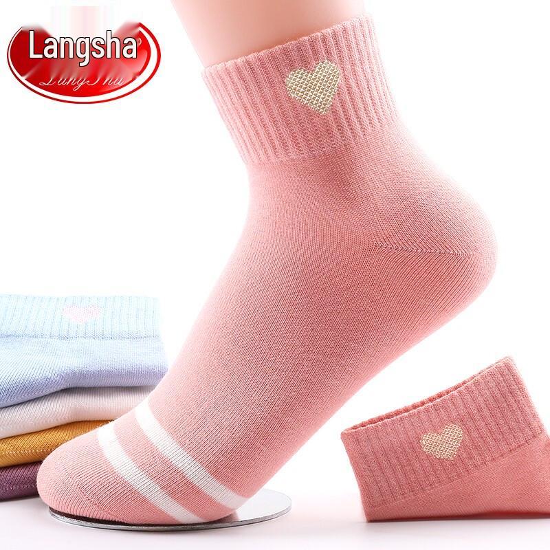 Langsha Women's Pure Cotton Ankle Socks 6-Pack