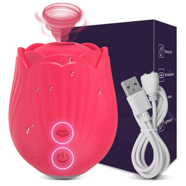 Sucking Rose-Tongue Licking Vibrator for Women Clitoris Stimulator Oral Nipple Vacuum Clit Sucker Female Sex Toys for Adults