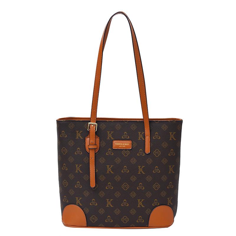 Retro Flower Print Large Capacity Tote Bag - High-End Fashion Handbag for Students