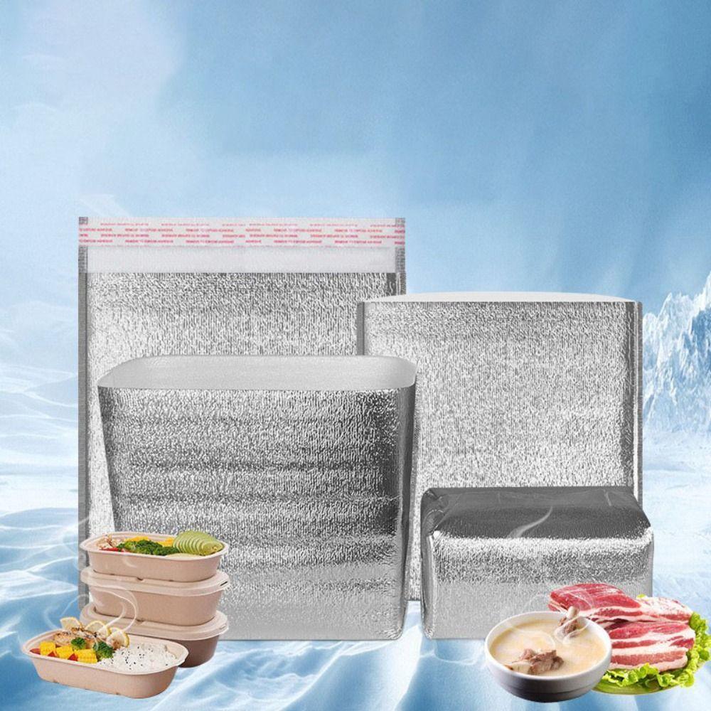 50pcs Waterproof Thermal Bag Aluminum Foil Cooler Bag Insulation Bag  Food Delivery